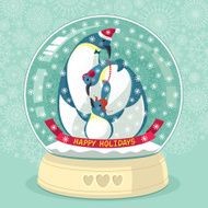 Snowing Globe With Penguin Family Inside