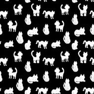Seamless pattern silhouettes of cats black and white vector