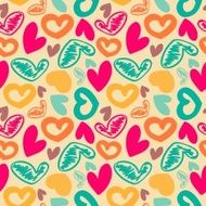 Fun seamless vintage love heart background in pretty colors N4