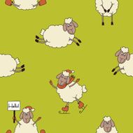 Funny new year seamless pattern with cute lambs