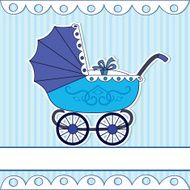 baby boy in a stroller greeting card