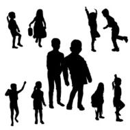 Vector silhouette of children N323
