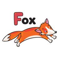 Little funny jumping fox Alphabet F