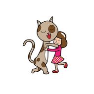 Hug gir and cat