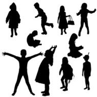 Vector silhouette of children N326