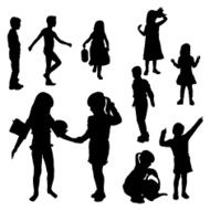 Vector silhouette of children N328