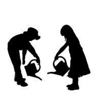 Vector silhouette of children N330