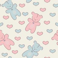 Seamless pattern with teddy bears and hearts N2