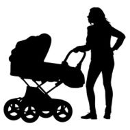 walkings mothers with baby strollers Vector illustration