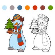 Coloring book (snowman and christmas tree) N2