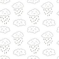 Seamless pattern with cute smiling clouds