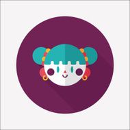 Chinese New Year girl flat icon with long shadow eps10 N148