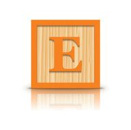 Vector letter E wooden alphabet block