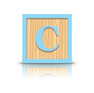 Vector letter C wooden alphabet block