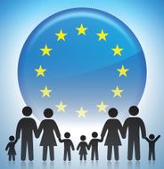 European Union Family Concept Stick Figures