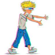 Funny teen boy wearing 3d glasses