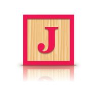 Vector letter J wooden alphabet block