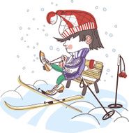 boy putting on skis