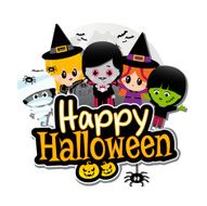 Happy Halloween Children White Banner