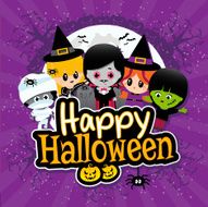 Happy Halloween Children Purple Banner