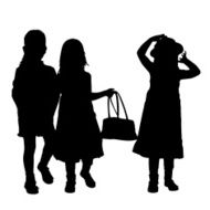 Vector silhouette of children N342