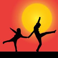Vector silhouette of children N349