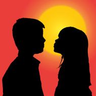 Vector silhouette of children N350