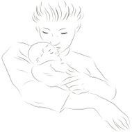 Mother with a sleeping baby