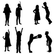 Vector silhouette of children N351
