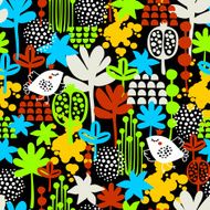 Seamless pattern with birds in the night