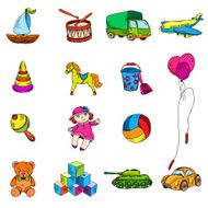 Toys sketch icons set N2