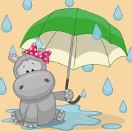 Hippo with umbrella