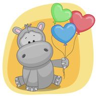 Hippo with balloons N3