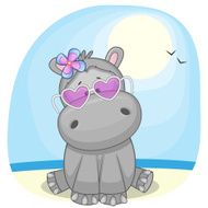 Hippo on the beach