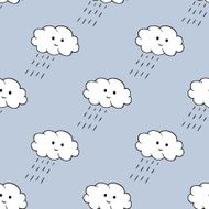 rainy clouds seamless pattern