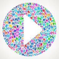 Play Button on vector family pattern Background