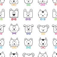 Vector hand drawn doodle cartoon animal heads seamless pattern N2