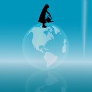 Vector silhouette of a little girl N28