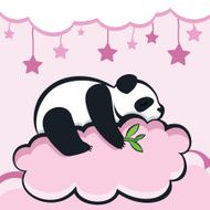 panda bear sleeping on the cloud vector illustration