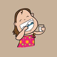 Girl brush teeth
