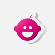 Paper clipped sticker baby face boy N9
