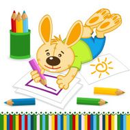 rabbit drawing pencils