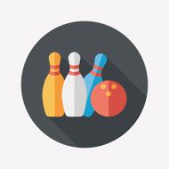 Bowling game flat icon with long shadow N15