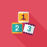 123 blocks flat icon with long shadow eps10 N36