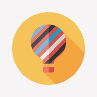Hot Air Balloon flat icon with long shadow N11