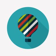Hot Air Balloon flat icon with long shadow N12