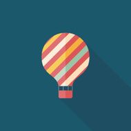 Hot Air Balloon flat icon with long shadow N13