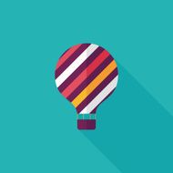 Hot Air Balloon flat icon with long shadow N14