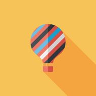 Hot Air Balloon flat icon with long shadow N15