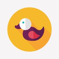 duck toy flat icon with long shadow eps10 N36